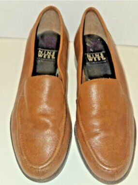 Men’s Nine West Brown Leather Loafers | Classic Slip-On Dress Shoes Size 10.5